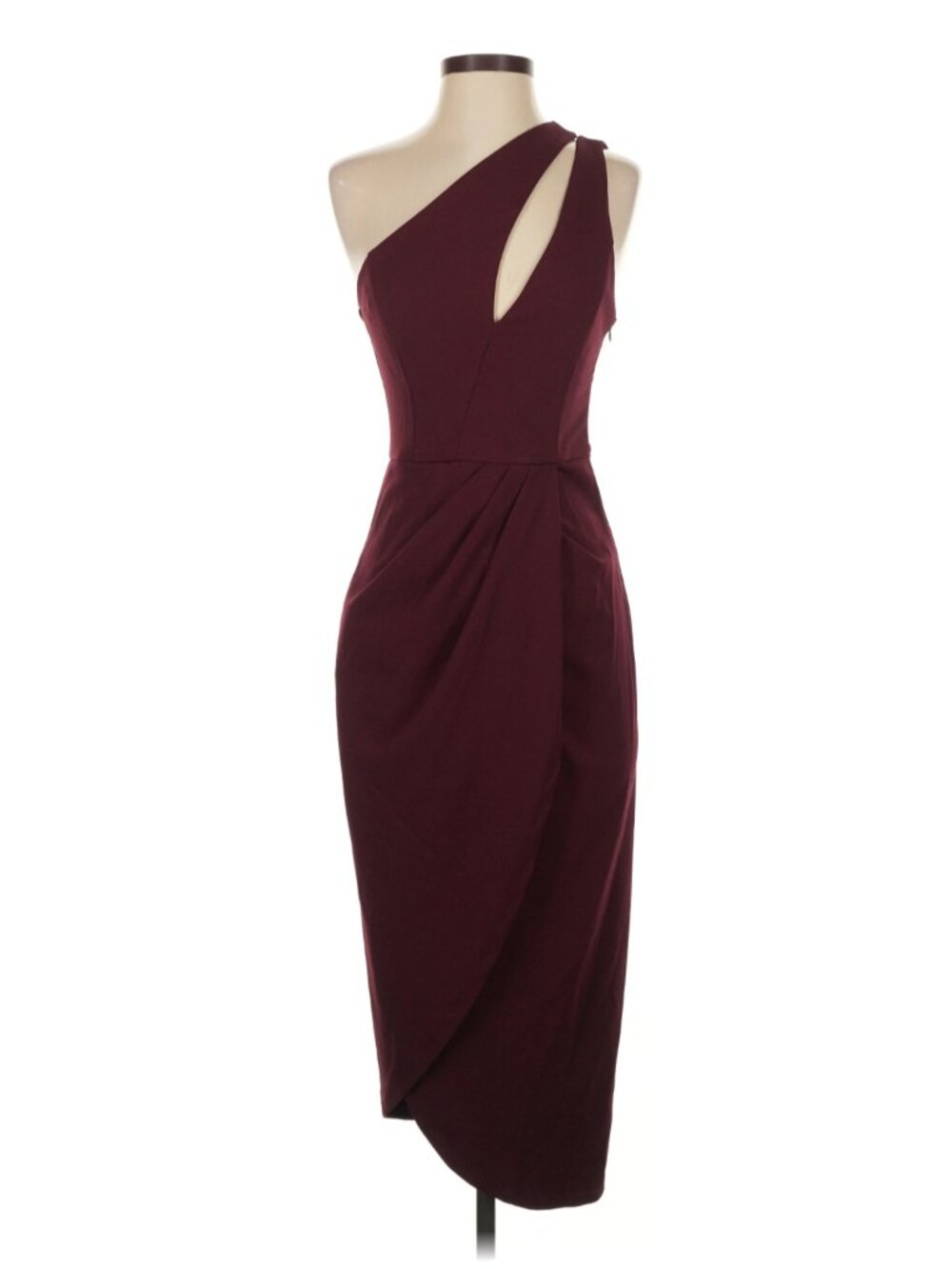 One Shoulder Cut Out Burgundy Dress